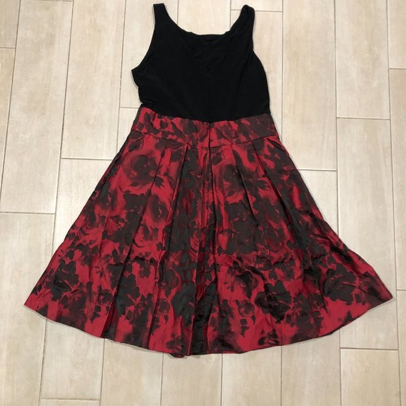 Womens Lauren Ralph Lauren Black Red Sleeveless Floral A-Line Dress 10 - Picture 5 of 9